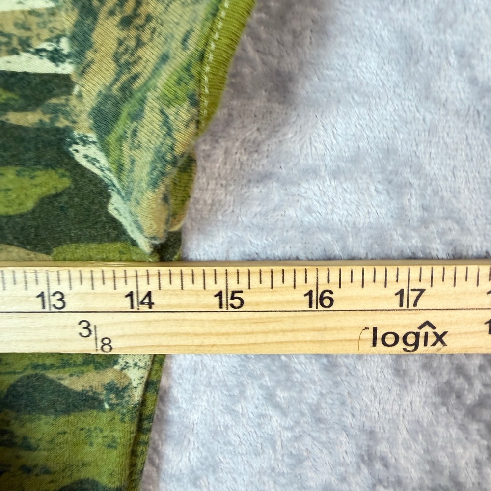 Energie T-Shirt Junior Girls M Green Camo Scoop Neck Kangaroo Pocket Y2k Grunge - Picture 5 of 8